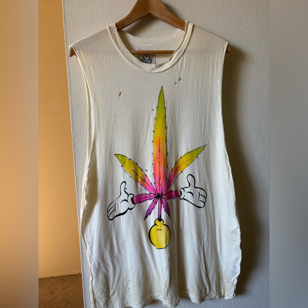 UNIF VINTAGE Sticky Mouse Muscle Tee/Tank Top Size Medium White